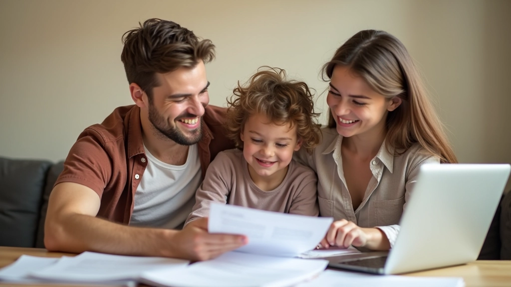 Famille planifiant l'épargne éducation