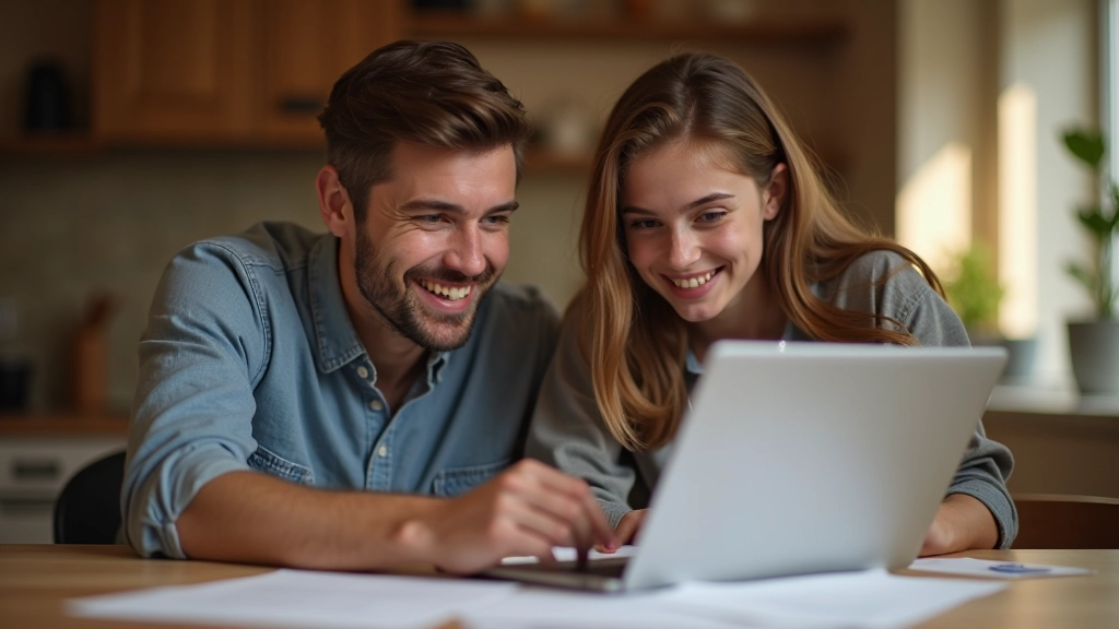 Père et fille adolescente regardant un ordinateur avec des documents financiers, discutant de l'épargne