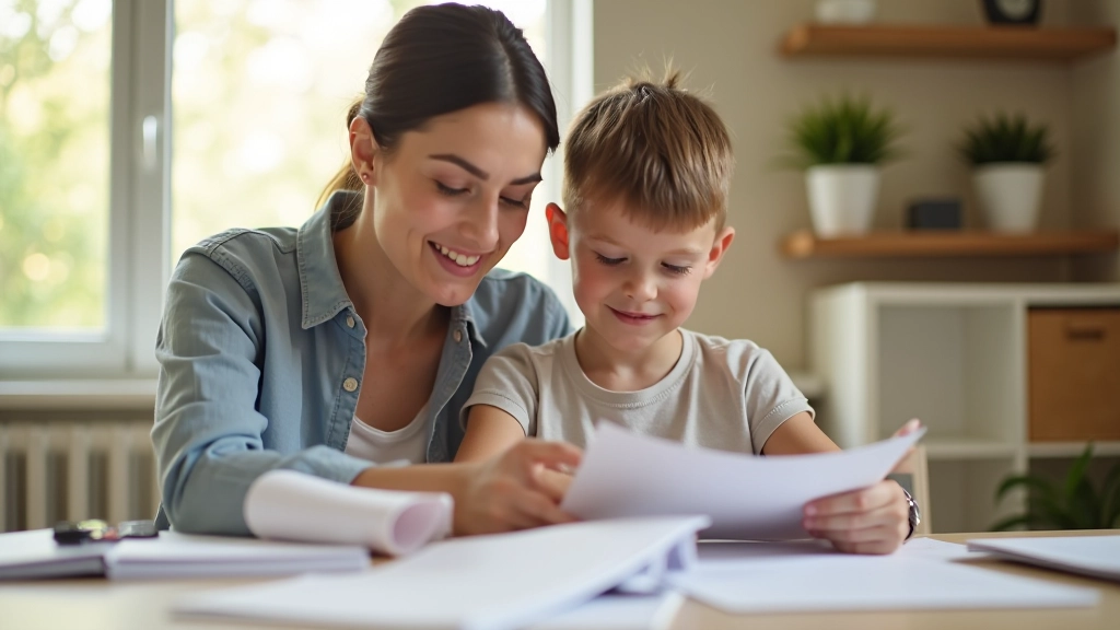 Famille planifiant l'avenir éducatif avec documents financiers