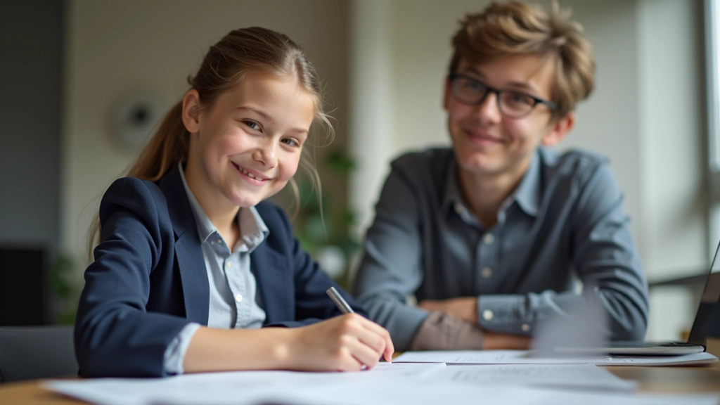Parent et adolescent consultant un conseiller financier sur des documents d'épargne et d'investissement