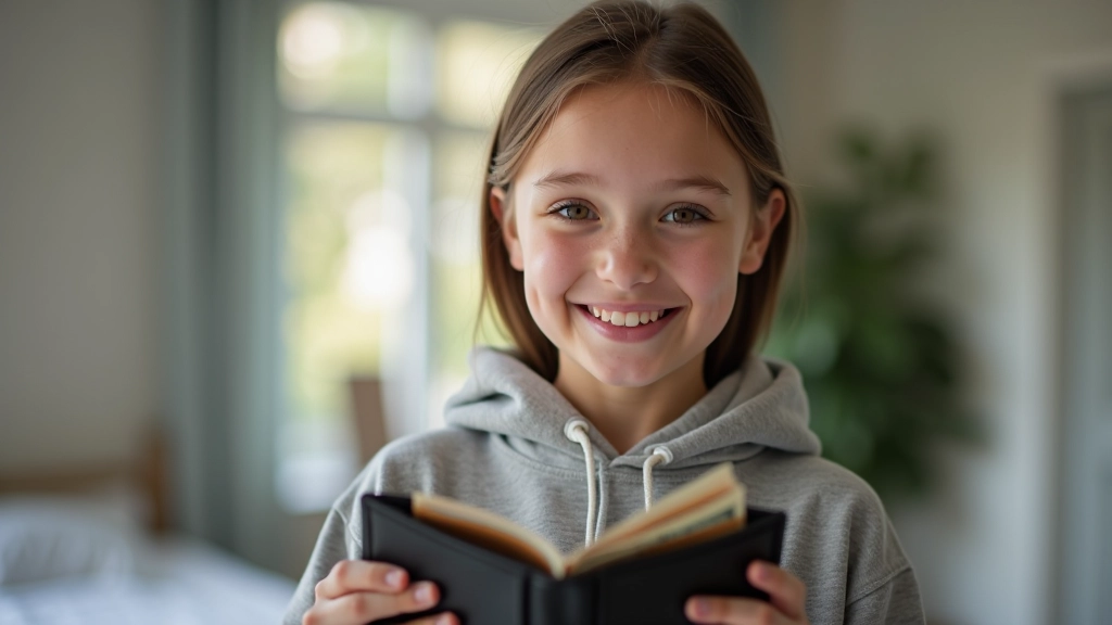 Jeune fille tenant un portefeuille avec des billets et des pièces de monnaie, symbole d'épargne et de gestion financière personnelle