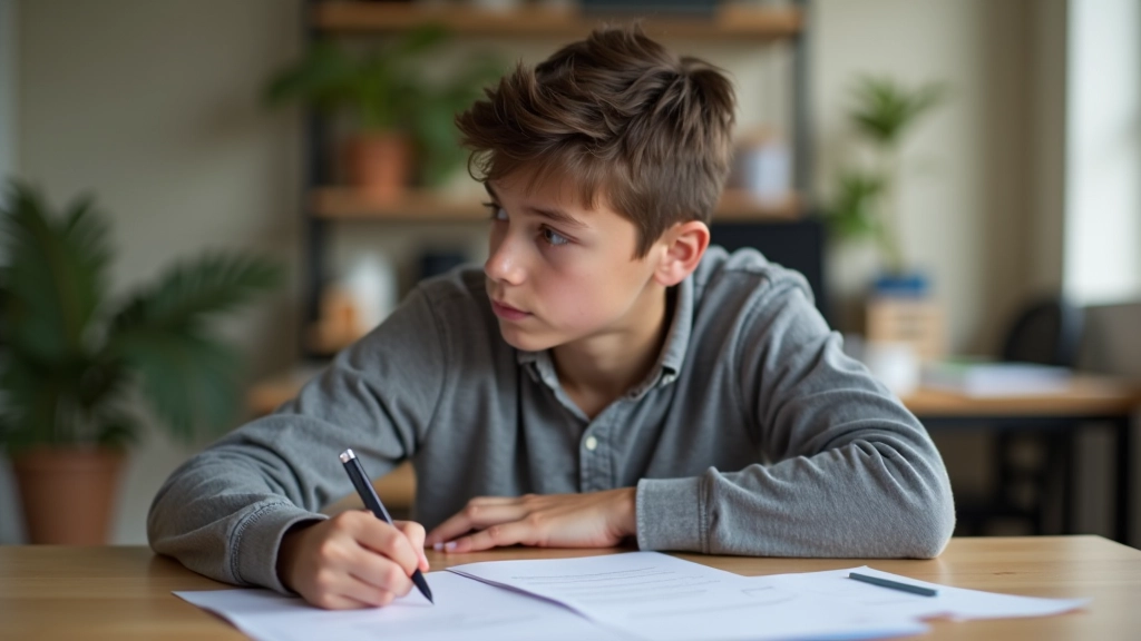 Jeune personne remplissant un formulaire d'ouverture de compte bancaire, documents administratifs sur un bureau avec stylo