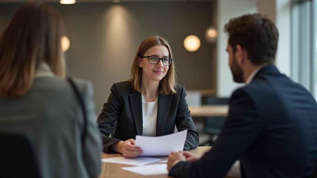 Femme consultant un conseiller bancaire en agence avec documents PEL et tableau de conditions