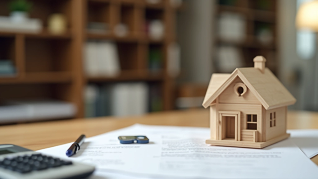 Modèle de maison en bois sur bureau avec documents PEL et calculs financiers pour l'immobilier